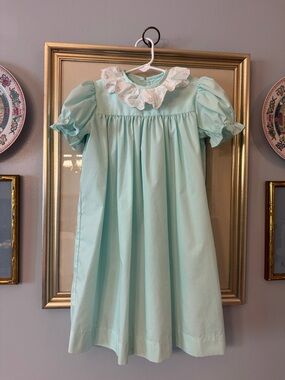 Anvy Kids Mint Green Embroidered Collar Dress - Classic Formal